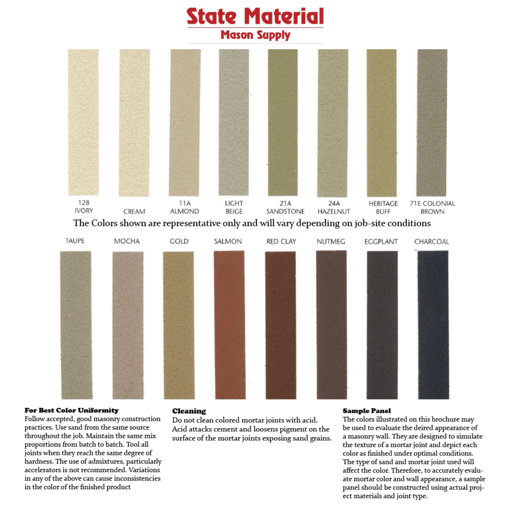 Lehigh Colored Mortar State Material Mason Supply